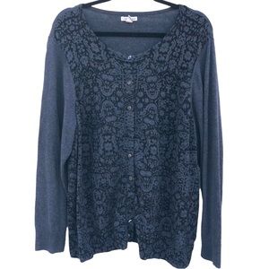 Croft Barrow cotton gothic scroll cardigan 2X